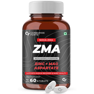 Carbamide Forte ZMA Supplements for Men & Women - Zinc, Magnesium Aspartate & Vitamin B6 - Nighttime Muscle Recovery Supplements for Muscle Strength - 60 Veg Tablets