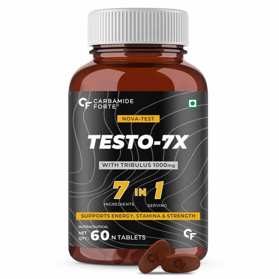 Carbamide Forte Testosterone Supplement for Men with Tribulus 1000mg, Ashwagandha, L-Citrulline & Kaunch Beej – 60 Veg Tablets