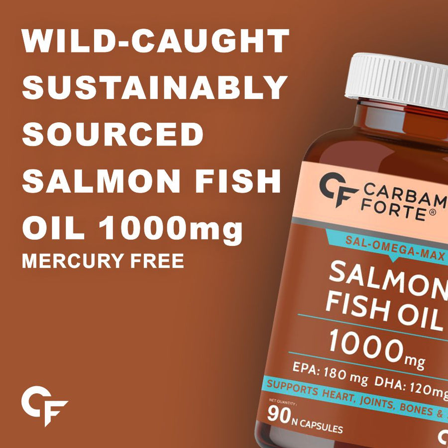 Carbamide Forte Salmon Fish Oil Omega 3 Capsule 1000 mg - Pack of 90 Softgel Capsules