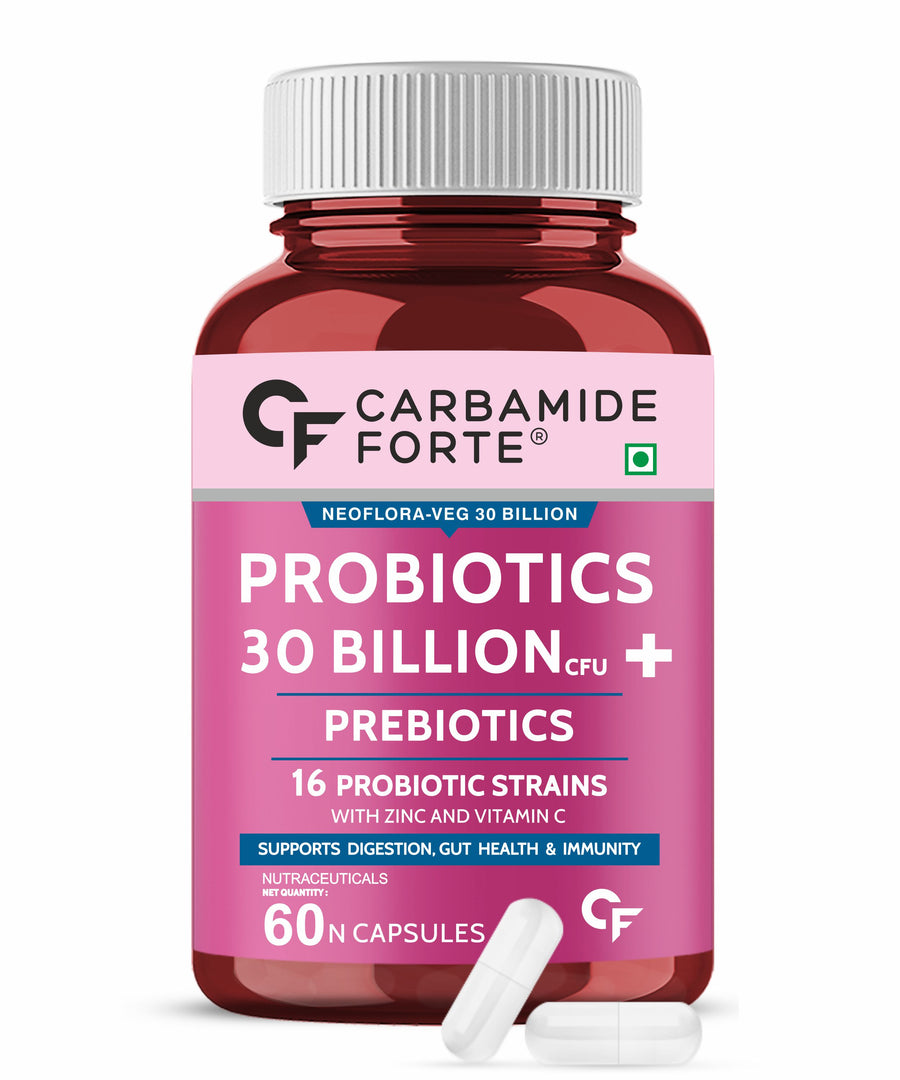Carbamide Forte Probiotics Supplement 30 Billion for Women & Men - 60 Veg Capsules