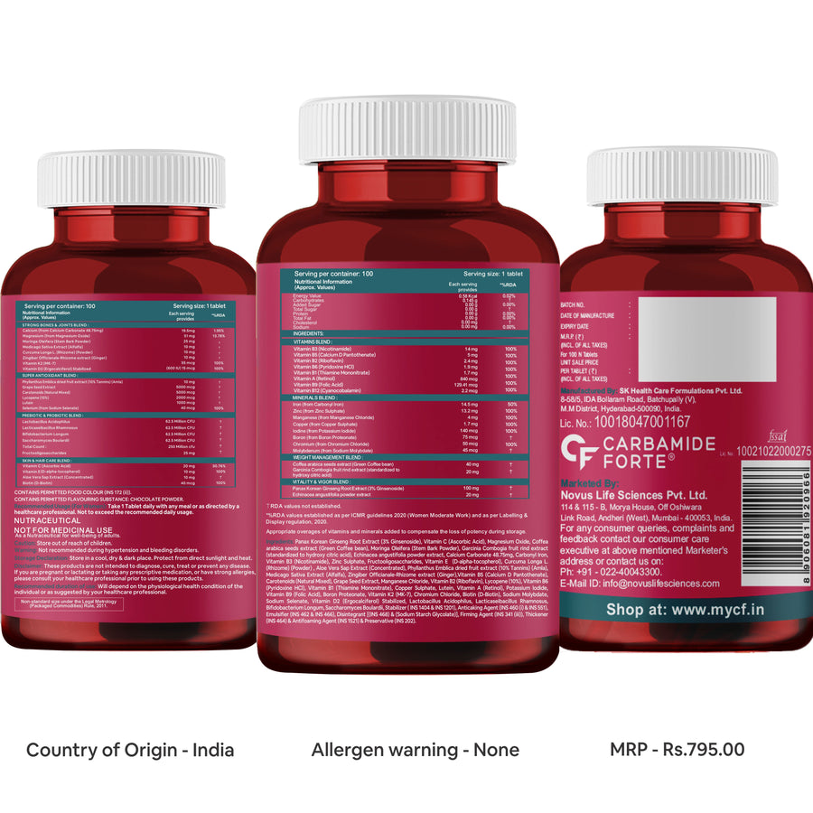 CF Multivitamins for Women Supplement - 43 Ingredients -100 Tablets