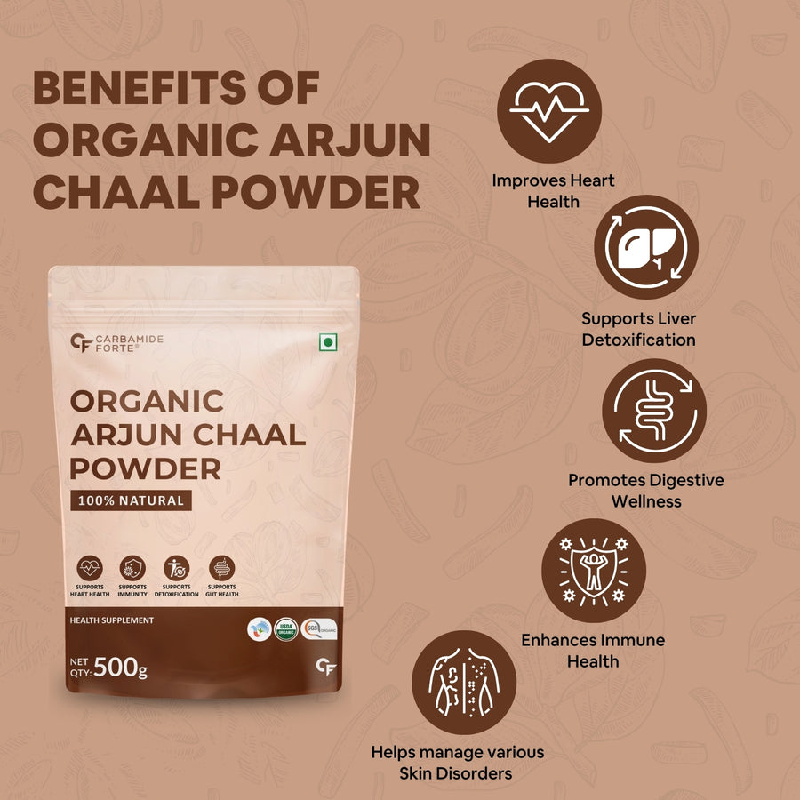 Roll over image to zoom in Carbamide Forte Arjun Chaal Powder-500G|100% Natural & Pure Herbal Arjun Ki Chaal Powder For Men & Women|To Support Heart Health & Promote Good Cholesterol