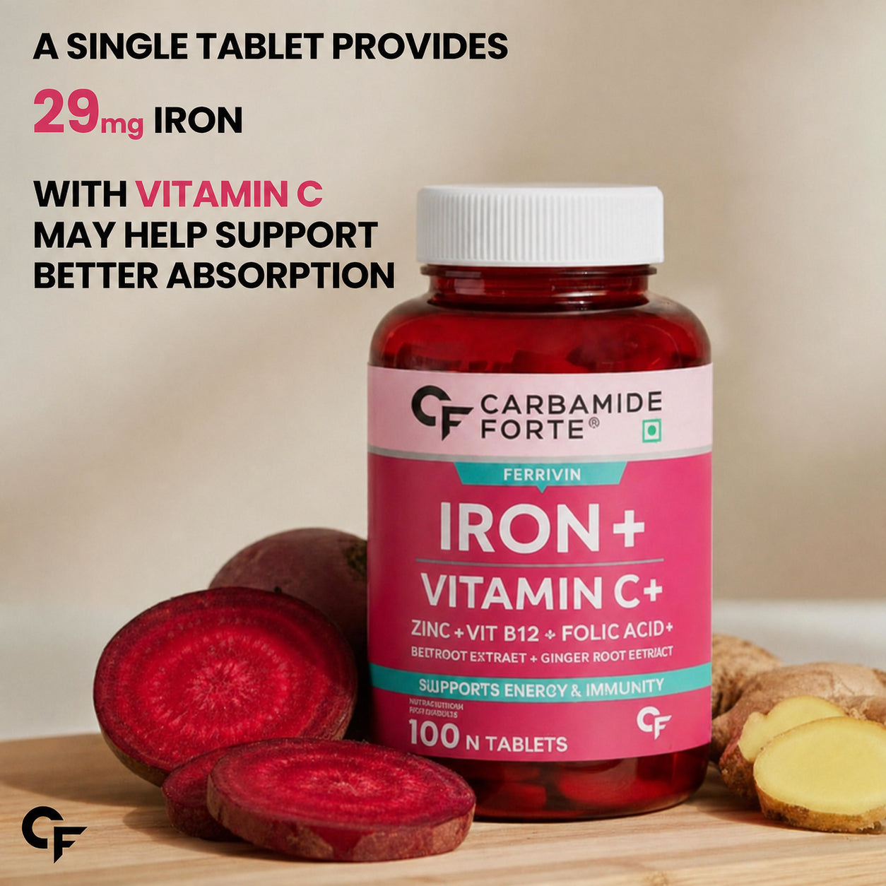 Chelated Iron with Vitamin C, B12 & Zinc – 100 Tablets