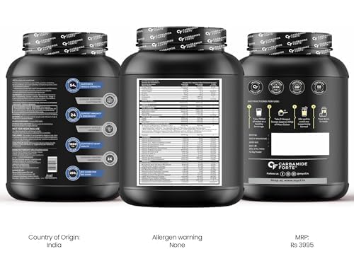 Carbamide Forte Whey Mass Gainer with 54g Protein, 250g Carbs, Multivitamin, ZMA & Creatine 3g - Belgian Chocolate Flavour Weight Gainer - 3000 Grams, 9 Servings
