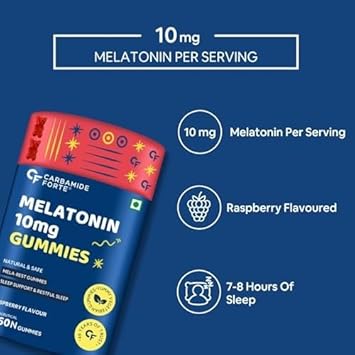 Carbamide Forte Melatonin 10mg Gummies for Better Sleep | Sleep Supplement - 60 Veg Gummies