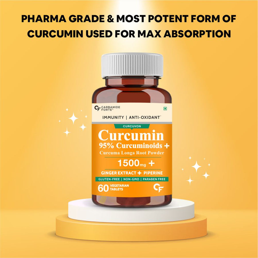 CF Curcumin with Piperine Tablets with 95% Curcuminoids | Immunity Boosters Tablet for Adults with Curcuma Longa, Turmeric Powder & Ginger – 60 Veg Tablets