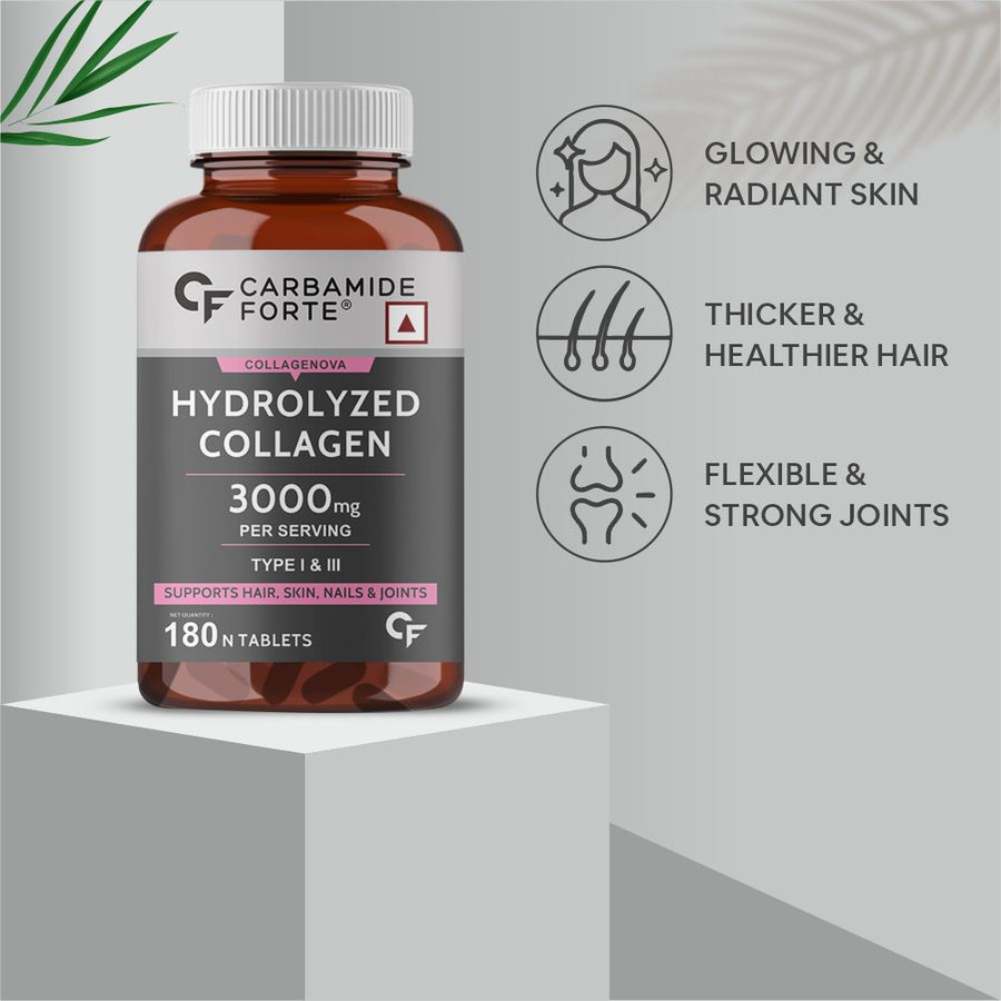 CF Hydrolysed Collagen Peptides - 3000mg with Type 1 & 3 Collagen Powder - 180 Tablets