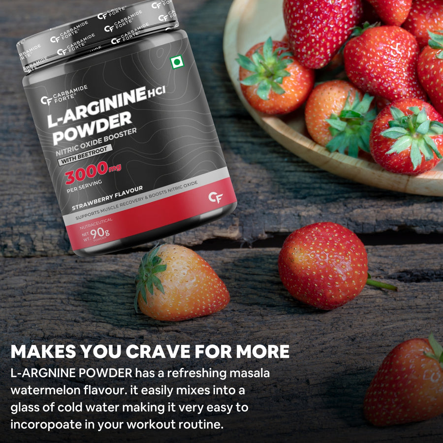 Carbamide Forte L Arginine Powder with Beetroot 3000mg - Strawberry Flavour - 90g