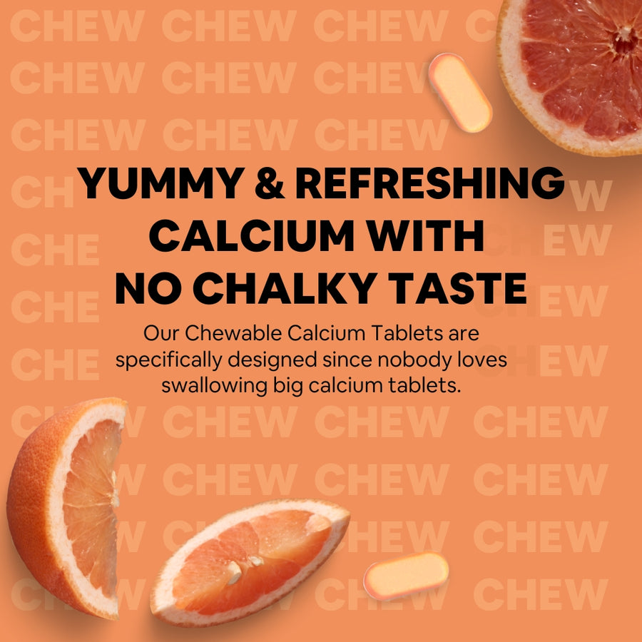 Meltvit Chewable Calcium Tablets 1000mg with Vitamin D3, Magnesium & Zinc Tablets | Water Soluble Calcium Citrate Malate 1000mg with Stabilised D3 - 60 Veg Tablets