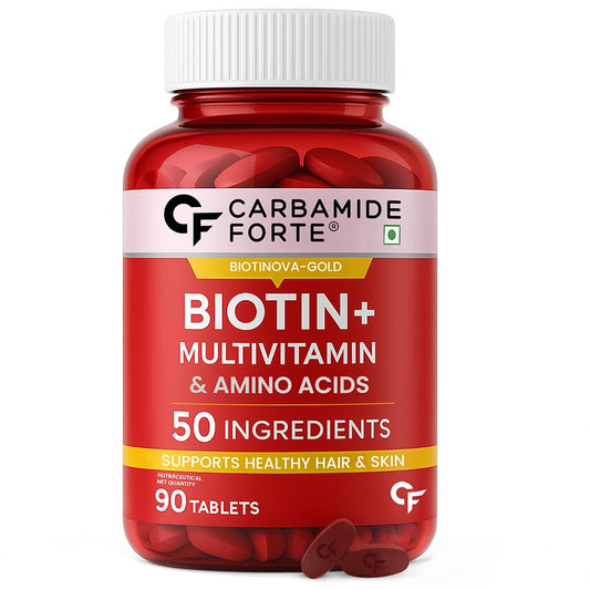 Carbamide Forte Biotin Tablets for Hair Growth | Biotin Supplement with 50 Multivitamin Ingredients for Women & Men | Hair Supplements for Women & Men | Hair Growth Tablets - 90