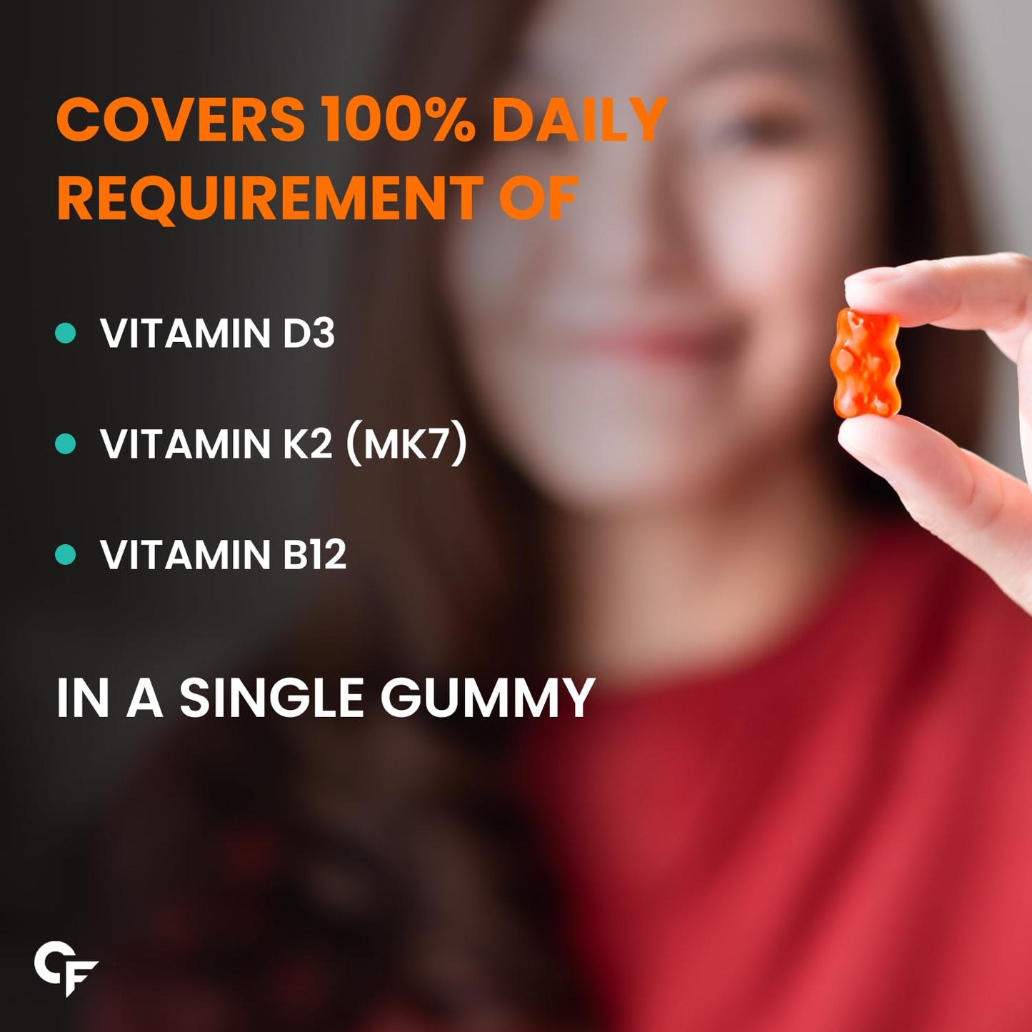 Carbamide Forte Vitamin D3 K2 MK7 & B12 Gummies | Vitamin B12 supplements | Vitamin D3 supplement & b12 for Women, Men & Kids | Mango Flavoured - 60 Veg Gummies