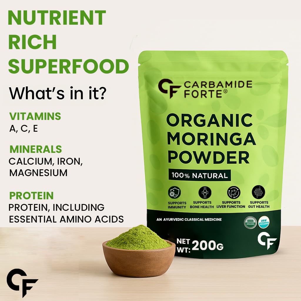100% Organic Moringa Powder (Leaf) | 200 g – Carbamide Forte