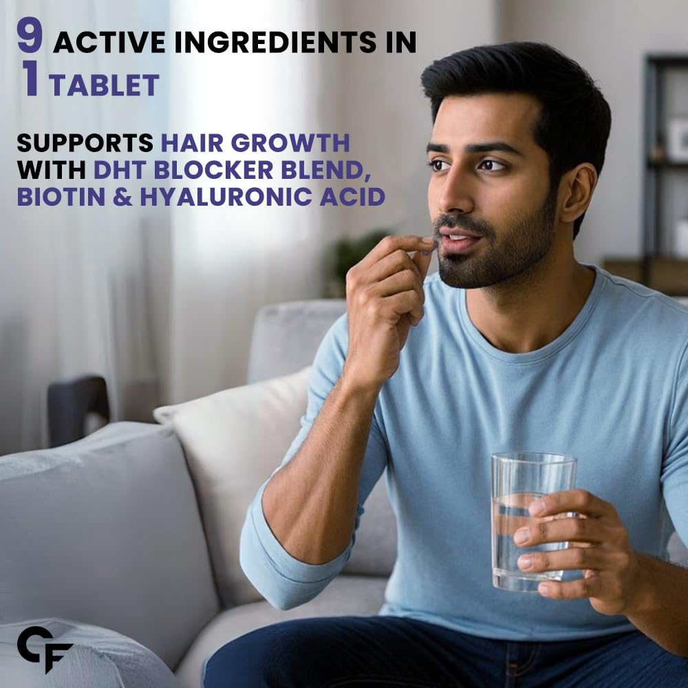 DHT Blocker with Biotin Tablets | Hair Growth Supplement for Men & Women | 60 Tablets