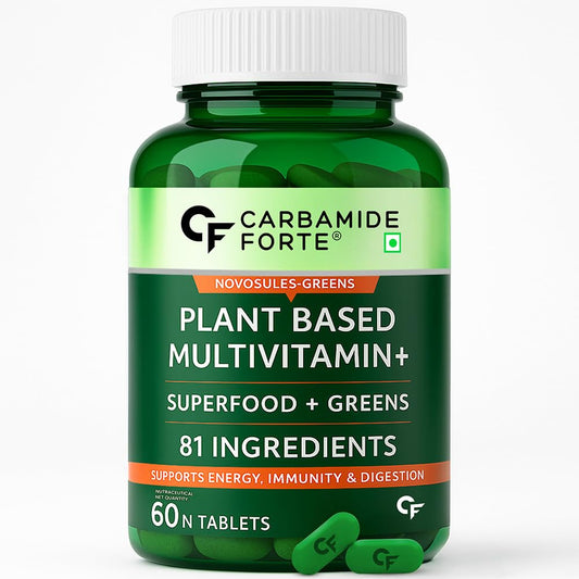 Carbamide Forte Plant Based Multivitamin Tablets for Men & Women for Immunity, Energy & Detox with 82 Ingredients like Superfoods, Greens, Vegetables, Fruits & Herbs Supplement â€“ 60 Veg Tablets