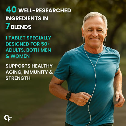 Multivitamin Tablets for Adults 50+ With Probiotics | Supports Immunity, Energy & Bone Health – 60 Veg Tablets