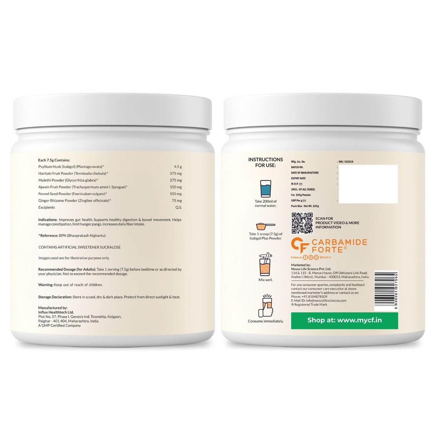 Isabgol Powder with Haritaki, Ajwain & Fennel – 225 g