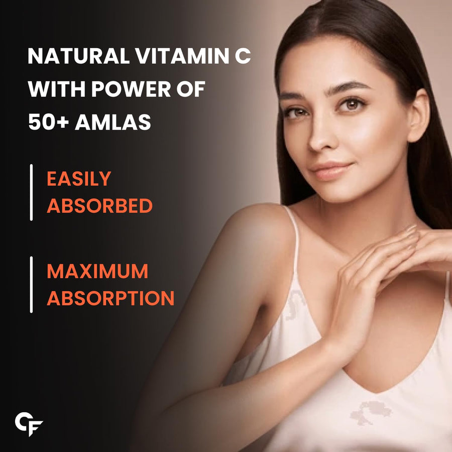 Carbamide Forte Natural Vitamin C Supplements Amla Extract With Zinc For Immunity & Skincare | Vitamin C Tablets | Vitamin C Supplements - 60 Tablets