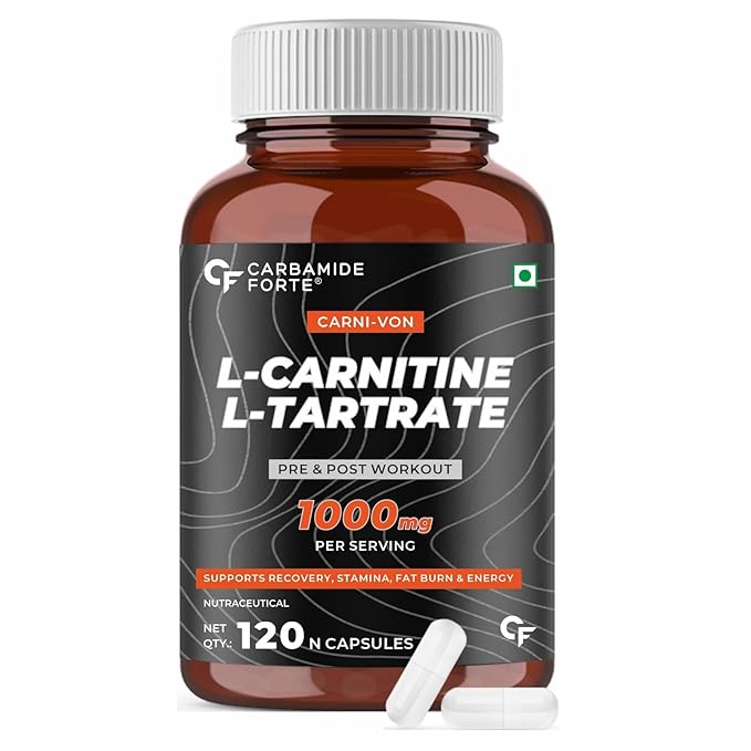 Carbamide Forte L-Carnitine L-Tartrate 1000mg Capsules for Men & Women | Pre Workout Supplement - 120 Veg Capsules