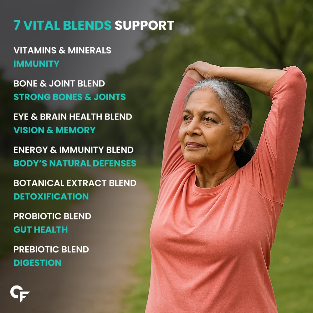 Multivitamin Tablets for Adults 50+ With Probiotics | Supports Immunity, Energy & Bone Health – 60 Veg Tablets