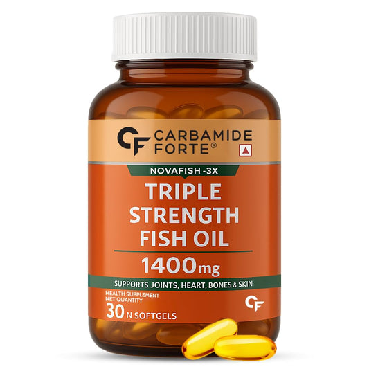Carbamide Forte Triple Strength Omega 3 Fish Oil Capsules 1400mg | Fatty Acid Supplements | Fish Oil | Omega 3 Supplement - 30 Capsules