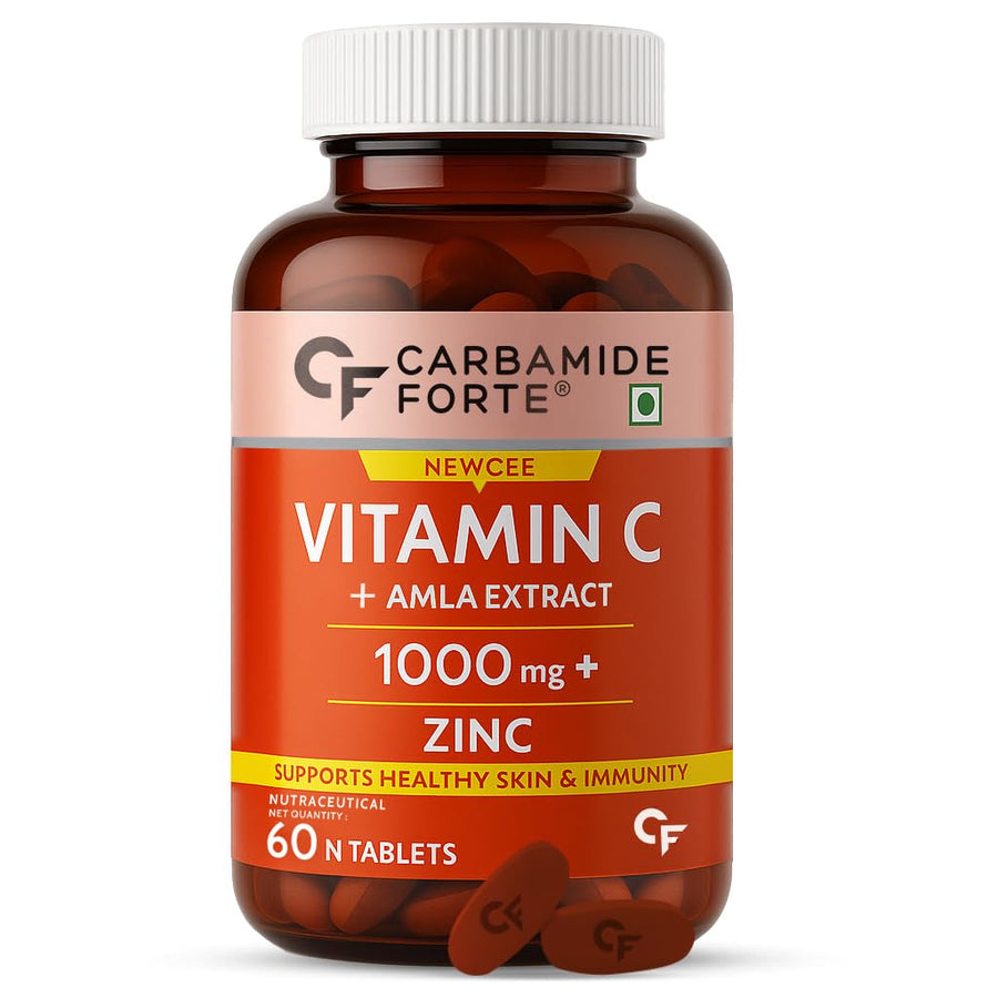 Carbamide Forte Natural Vitamin C Supplements Amla Extract With Zinc For Immunity & Skincare | Vitamin C Tablets | Vitamin C Supplements - 60 Tablets