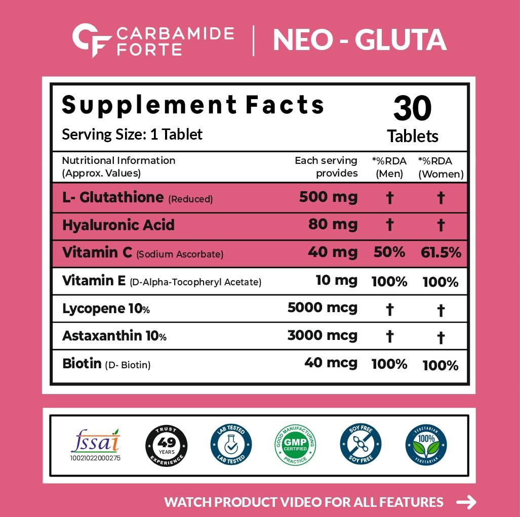 L-Glutathione Reduced+ | 500 mg for Skin Carbamide Forte L-Glutathione Reduced+ | 500 mg for Skin Carbamide Forte