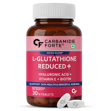 Carbamide Forte Japanese Reduced L Glutathione Tablets 500mg with Vitamin E | Glutathione with Hyaluronic Acid, Vitamin E, Lycopene & Biotin – 30 Veg Tablets Each