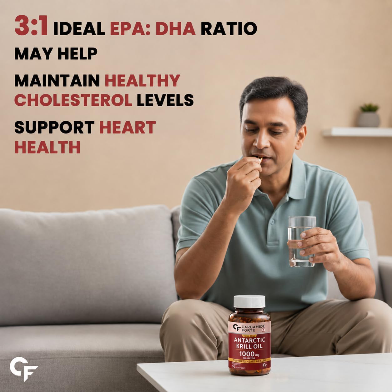 Antarctic Krill Oil 1000 mg – Omega-3 with Phospholipids & Astaxanthin for Heart, Brain & Joint Support