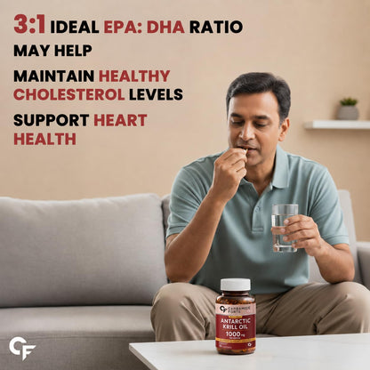 Antarctic Krill Oil 1000 mg – Omega-3 with Phospholipids & Astaxanthin for Heart, Brain & Joint Support