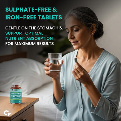 Multivitamin Tablets for Adults 50+ With Probiotics | Supports Immunity, Energy & Bone Health – 60 Veg Tablets