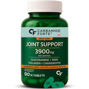 Carbamide Forte Glucosamine Tablets - Joint Support Supplement with Collagen & Glucosamine Chondroitin MSM | Joint Cartilage Support & Muscle Health | Joint Pain Tablets - 90