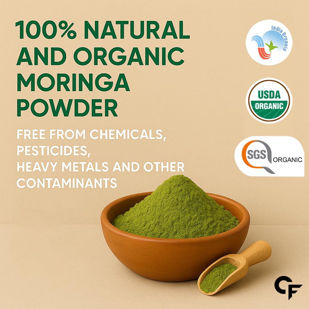 Carbamide Forte 100% Organic Moringa Powder - Moringa Oleifera - USDA Certified | Moringa Leaves Powder | Moringa Powder Organic for Immunity, Digestion & Energy | Drumstick Leaves Powder - 200g