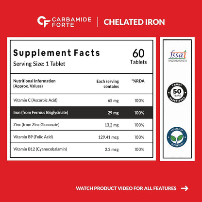Chelated Iron with Vitamin C – 60 Tablets