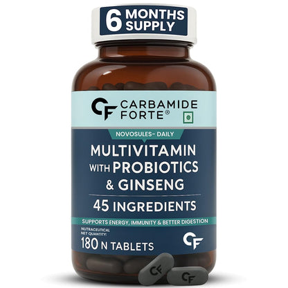 Carbamide Forte Multivitamin Tablet For Men | Multi vitamin for Men with Ginseng | Multivitamin With Probiotics For Immunity & Energy | Multivitamin with Zinc- 180 Veg Tablets