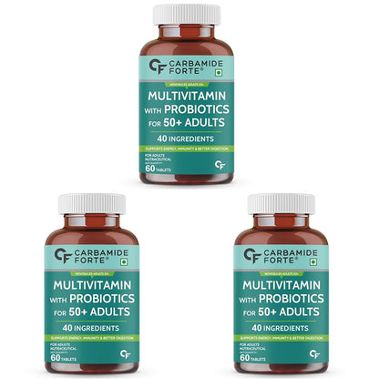 Multivitamin Tablets for Adults 50+ With Probiotics | Supports Immunity, Energy & Bone Health – 60 Veg Tablets
