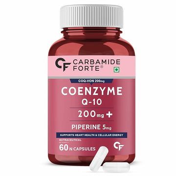 Carbamide Forte Coenzyme Q10 (CoQ10) 200mg with Piperine 5mg | Supports Heart Health and Vascular Health | 100% Vegetarian – 60 Capsules