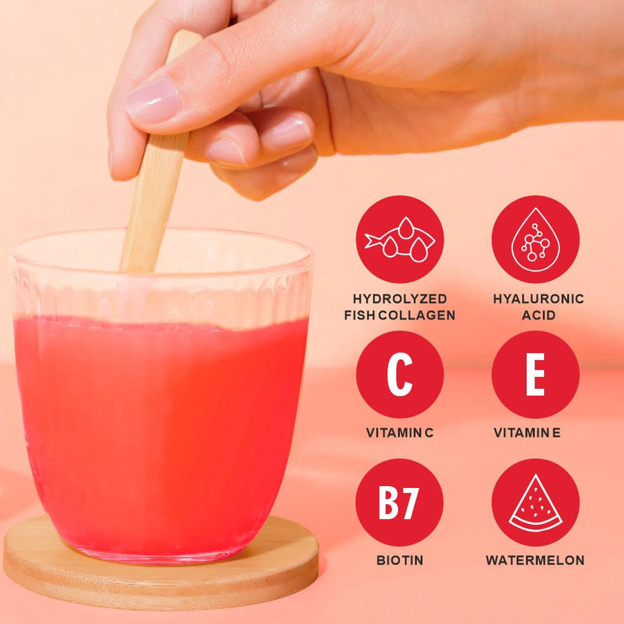 Carbamide Forte Marine Collagen Powder Supplement - for Skin Fish Collagen Powder for Women & Men - 200g Powder - Watermelon Flavour
