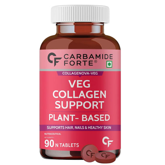 Carbamide Forte 100% Veg Collagen Supplements For Skin & Hair | Plant Based Collagen Tablet For Women & Men | Veg Supplement That May Support Youthful & Radiant Skin Tone | Vegetarian Tablet For Women & Men