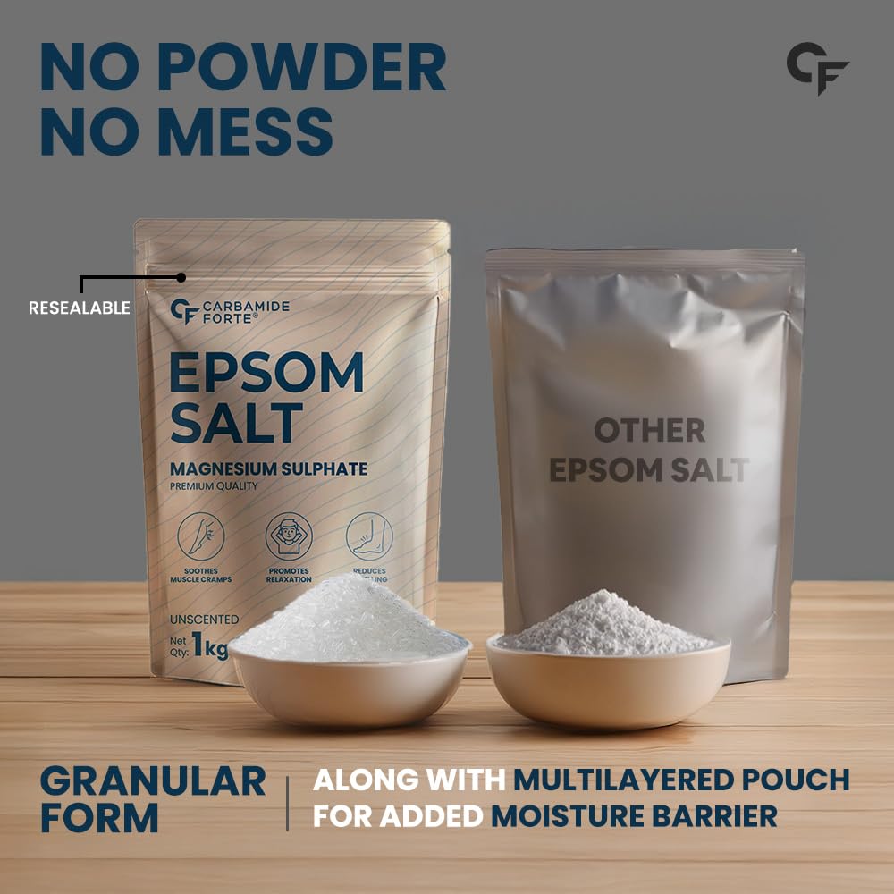 100% Pure Epsom Salt | Muscle Relief, Foot Soak & Relaxing Bath Salt - 1KG