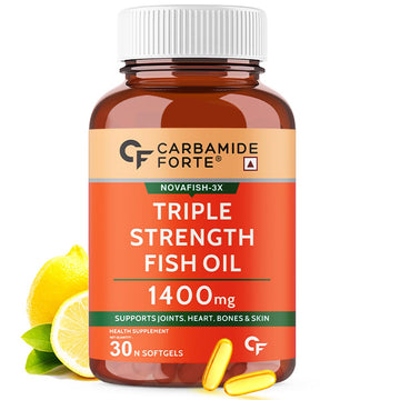 Carbamide Forte Triple Strength Omega 3 Fish Oil Capsules 1400mg | Fatty Acid Supplements | Fish Oil | Omega 3 Supplement - 30 Capsules