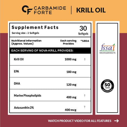Antarctic Krill Oil 1000 mg – Omega-3 with Phospholipids & Astaxanthin for Heart, Brain & Joint Support