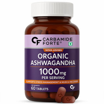 Carbamide Forte Organic Ashwagandha 1000mg Tablets|Stress & Anxiety Relief Tablets |Ashwagandha Powder tablet 1000 mg|Rejuvenates Mind & Body - 60 Organic Ashwagandha Tablets, 1 count, 60 tablets