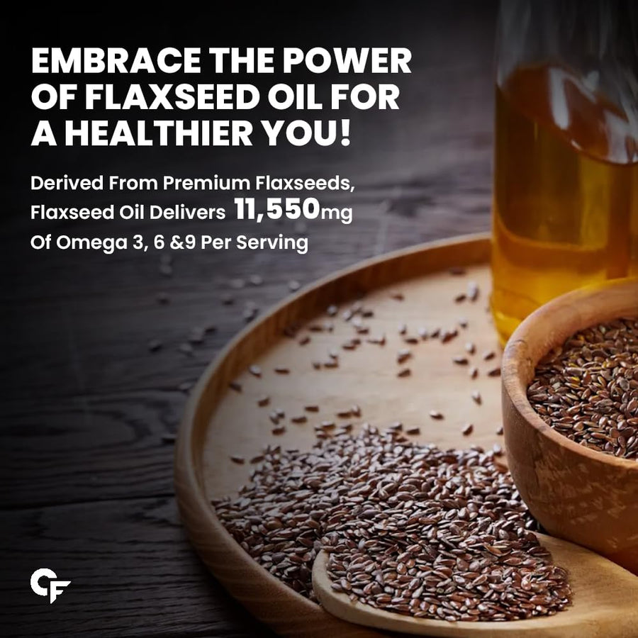 Carbamide Forte Cold Pressed Flaxseed Oil with 11500mg Omega 3 6 9 per Serving for Eating, Skin & Hair Growth - 500ml Vegetarian Oil