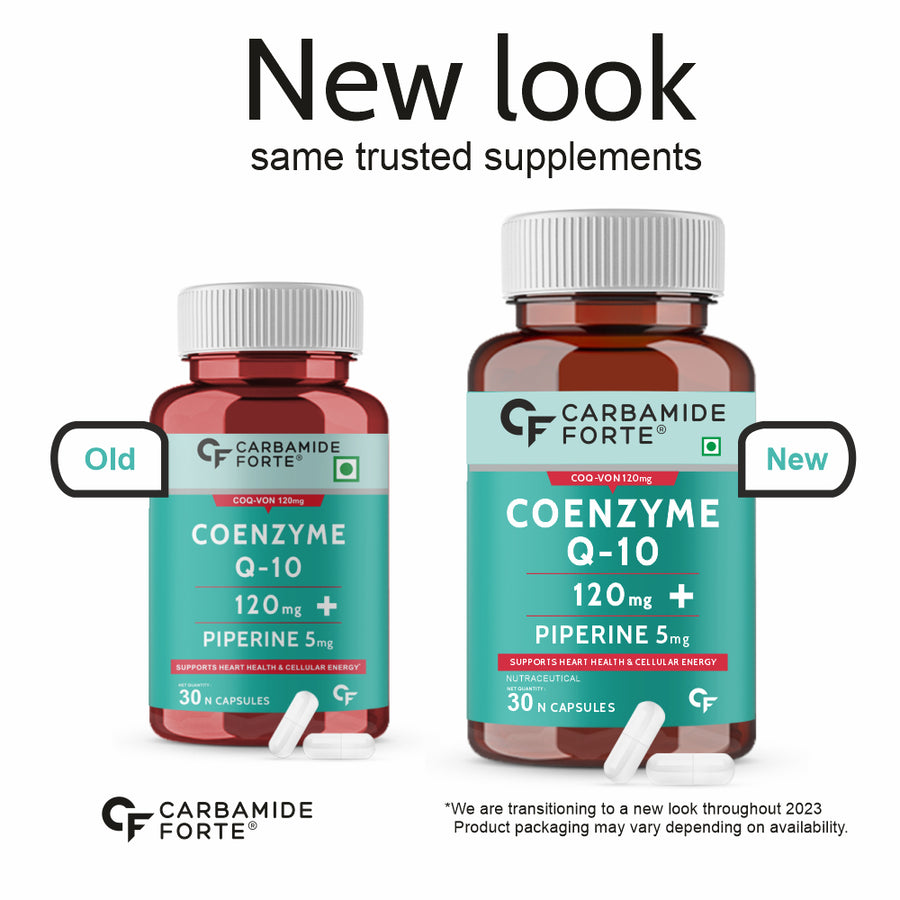 CF Coq10 Coenzyme Q10 - 120mg Capsule with Piperine 5mg Supplement – 30 Veg Capsules