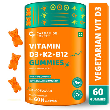 Carbamide Forte Vitamin D3 K2 B12 - Gummies for Women, Men & Kids - 60 Veg Gummies