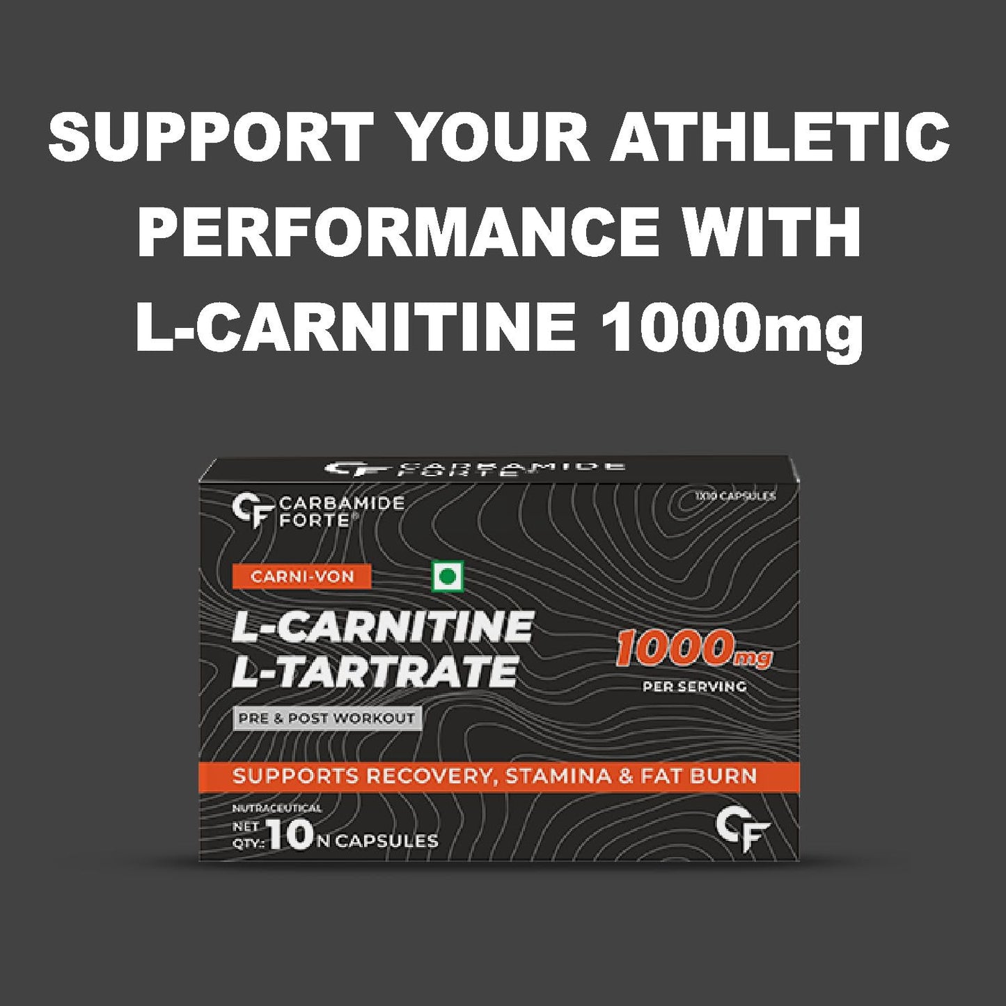 L-Carnitine 1000 mg for Active Lifestyles & Training Support | 10 Capsules
