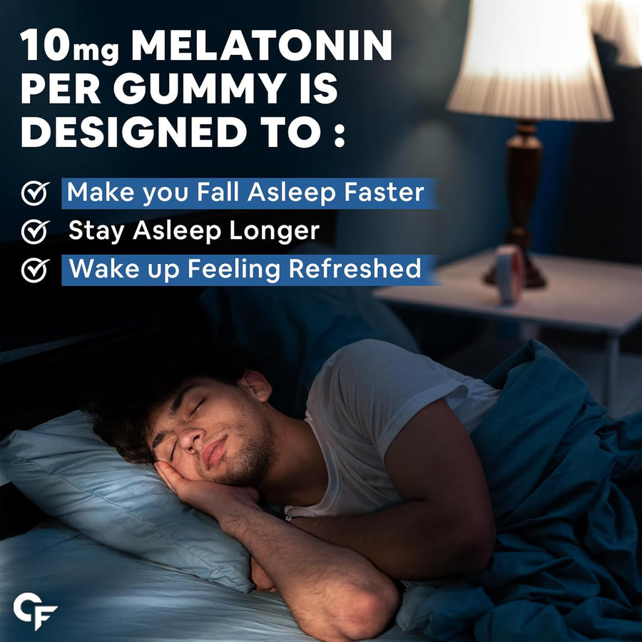 Carbamide Forte 10 mg Melatonin Gummies to Sleep | Sleep Gummies for Men and Women | Gummies for Deep Sleep | Sleep Supplements | 60 Veg Sugar Free Melatonin Gummies 10mg