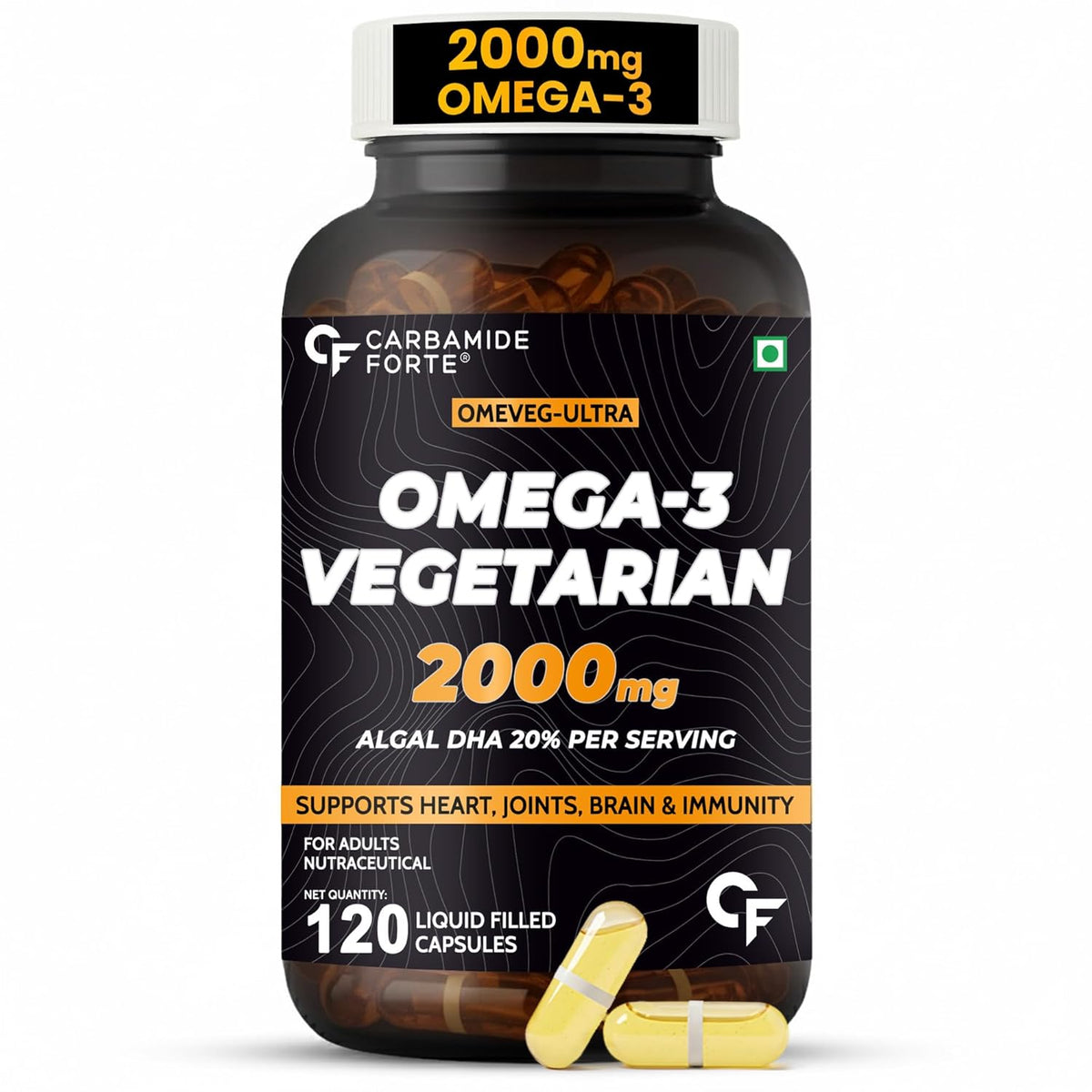 Veg Omega 3 2000mg - 120 Capsules - Carbamide Forte - Pack of 1