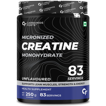 Carbamide Forte Monohydrate Creatine Powder | Micronized Creatine Monohydrate 250gm | Creatine Mono Hydrate | Creatine Supplement for Lean Muscle Volumization, Strength & Energy - Unflavoured - 83 Servings - 250g