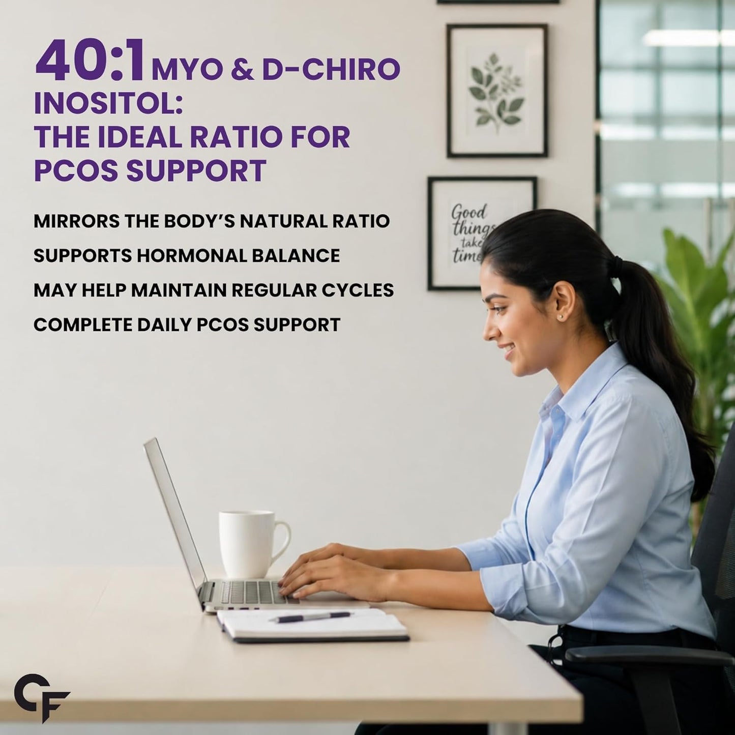 PCOS Supplement With Myo-Inositol & D-Chiro Inositol 2000 mg | 40:1 Potency